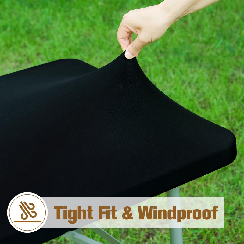 NEWISHER Fitted Rectangle Tablecloth 42 x 72 Inch Elastic Table Cloth Stretch Spandex Table Cover Black Washable Polyester Tables Top Cap Cover for Dining Picnic Camping Indoor and Outdoor - Image 3